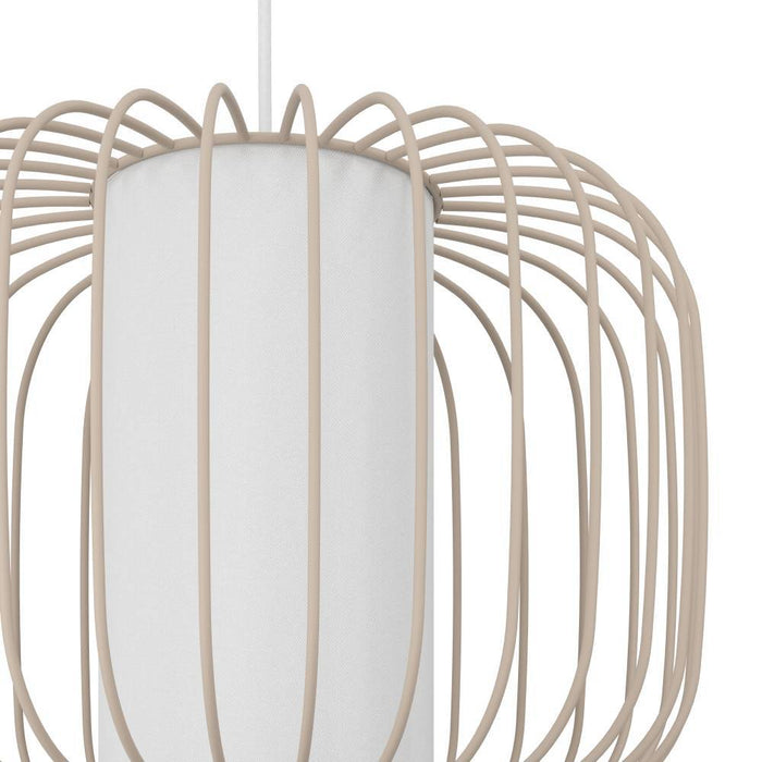 EGLO Terrarosa Hanglamp - E27 - Ø 28,5 cm - Zand|Wit - Staal|Textiel