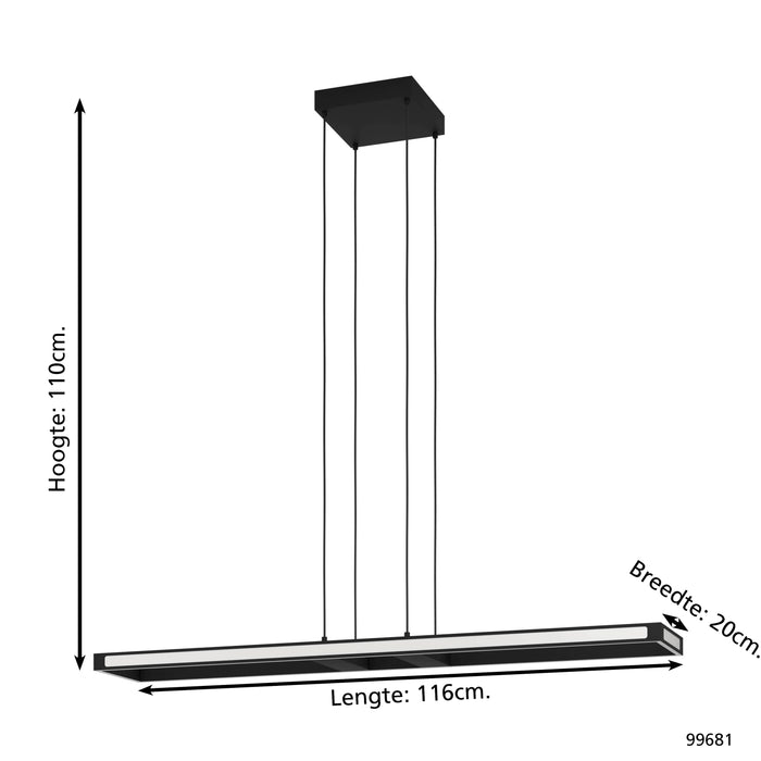 EGLO connect.z Salvilanas-Z Hanglamp - 116 cm - Zwart|Wit