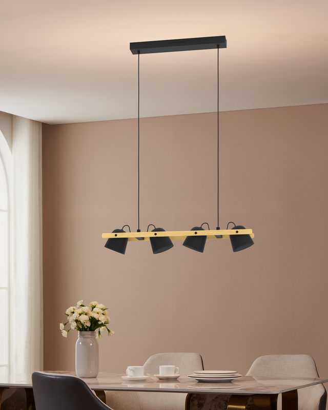 EGLO connect.z Hornwood-Z Hanglamp - 78 cm - Zwart|Bruin - RGB