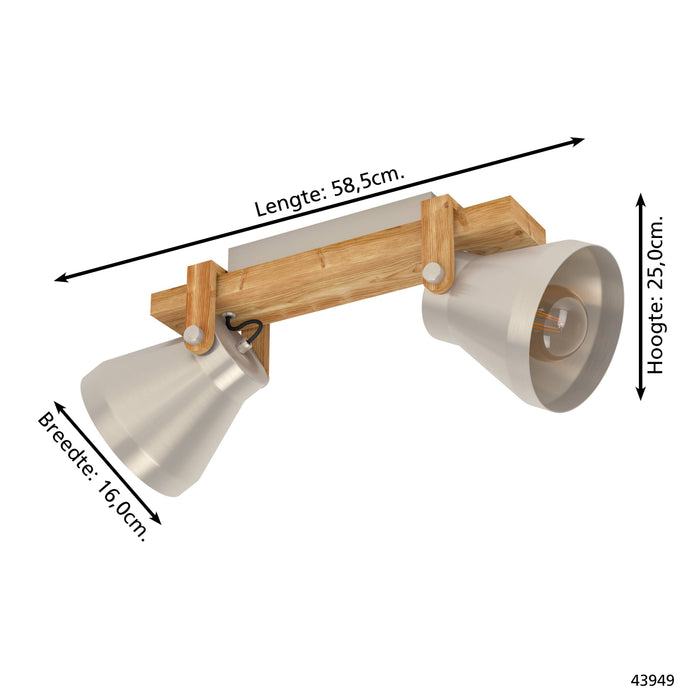 EGLO Cawton Spot - E27 - 58,5 cm - Grijs|Bruin - Hout