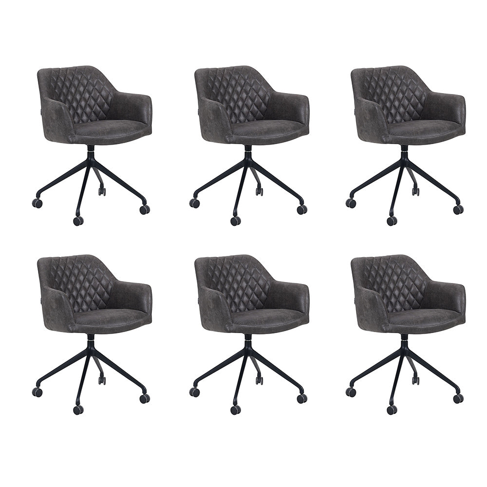 Bronx71 Eetkamerstoel met wieltjes Levi antraciet eco-leer -