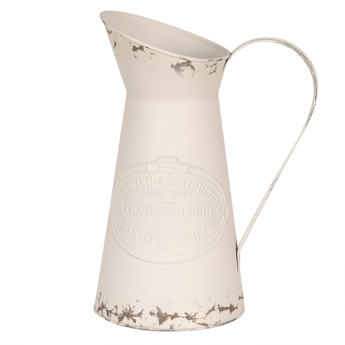 Clayre & Eef Decoratie Kan  27 cm Wit Metaal Woonaccessoires