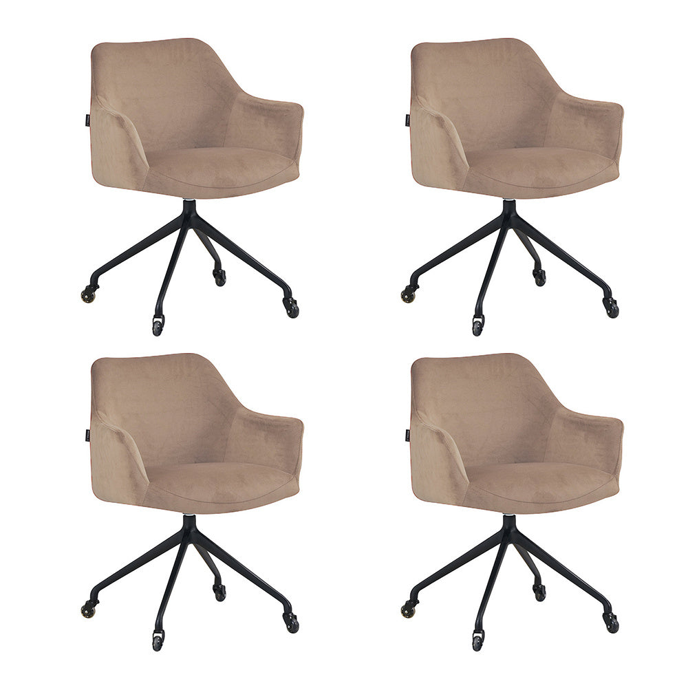 Bronx71 Eetkamerstoel met wieltjes Quinn taupe velvet -