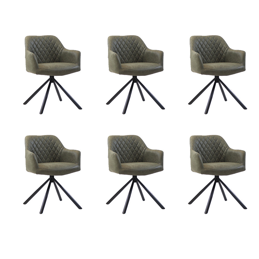 Bronx71 Industriële eetkamerstoel Dex olijfgroen eco-leer -