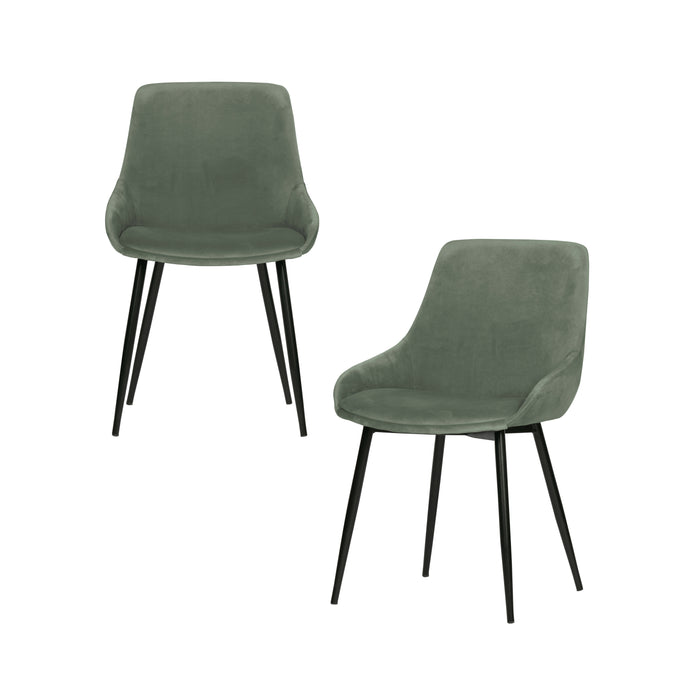 WOOOD Selin Eetkamerstoel - Fluweel - Bleekgroen - Set van 2