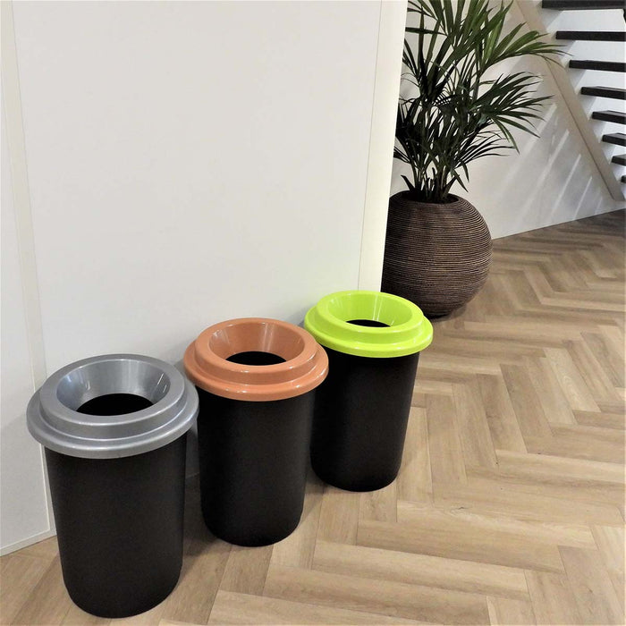 Plafor Prullenbak voor afvalscheiding 50L, rond, Geel|Zwart