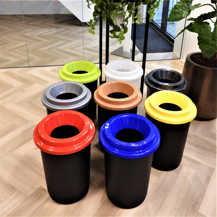 Plafor Prullenbak voor afvalscheiding 50L, rond, Rood|Zwart