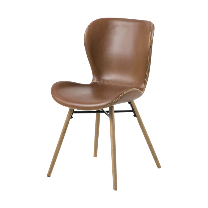 Lisomme Fem Eetkamerstoel Kunstleer Cognac - Zwarte Poten