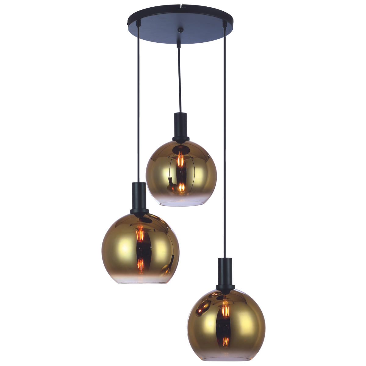 Vurna - Justine hanglamp 3L getrapt glas goud