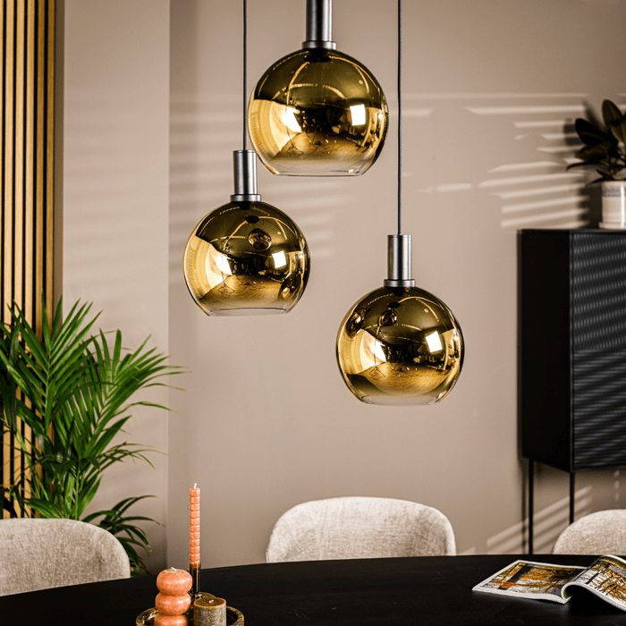 Vurna - Justine hanglamp 3L getrapt glas goud