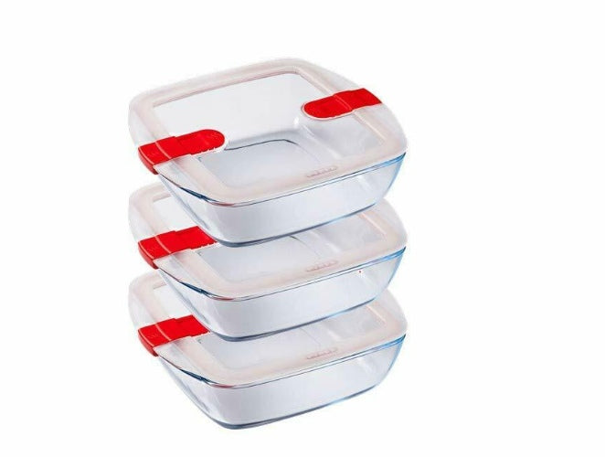 Pyrex - Cook & Heat Vierkante Schaal Met Magnetronbestendige Deksel -