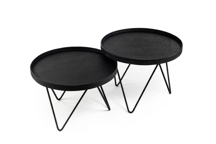 Duverger Volcano - Salontafels - set van 2 - rond met rand - lava