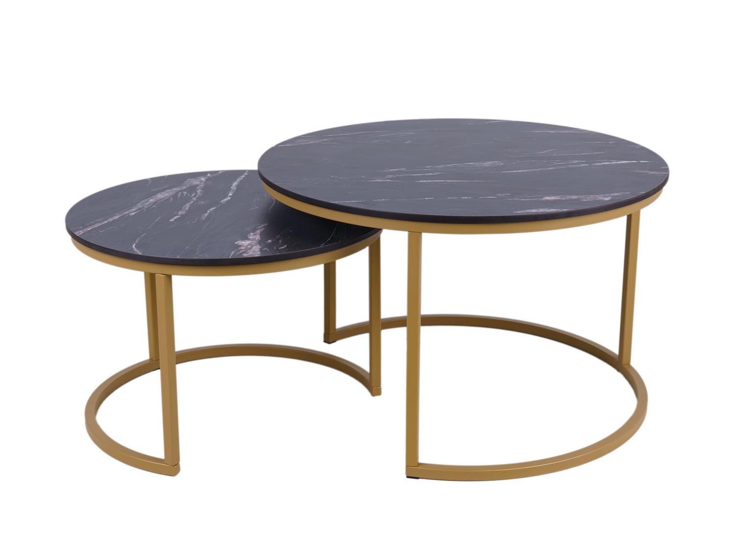Ronde salontafel set Firenze XL 75 en 58 cm champagne goud