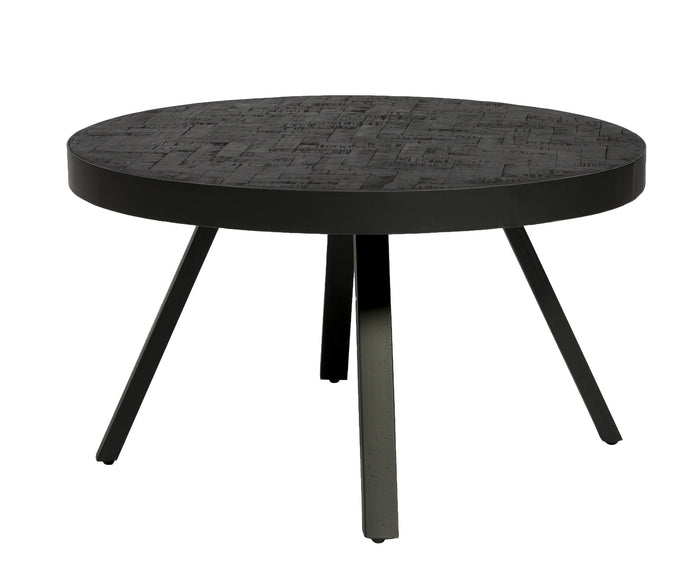 Duverger® Herringbone -Salontafel - rond - dia 74cm - zwart - visgraat