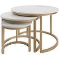 Salontafel Jasmin Marmer - Set van 3 - Wit|Goud