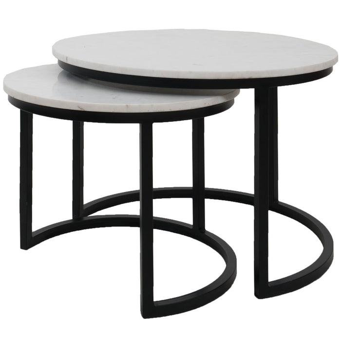 Home67 - Salontafel Eloza Marmer - Set van 2 Groot - Wit|Zwart