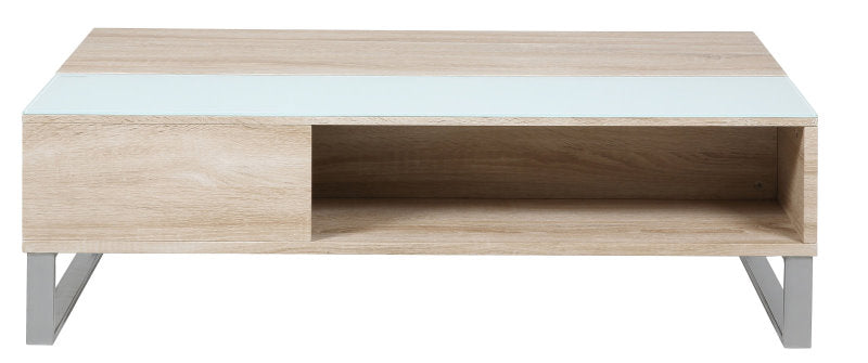 Hioshop Avanti - Salontafel - Wit Sonoma Eiken - Aluminiumkleur.