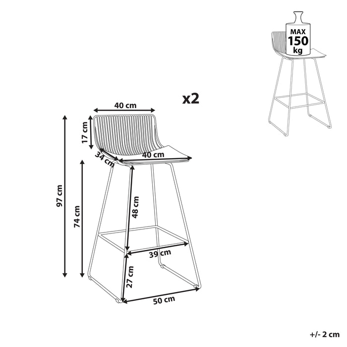 Beliani - FREDONIA - Barkruk set van 2 - Goud - Metaal