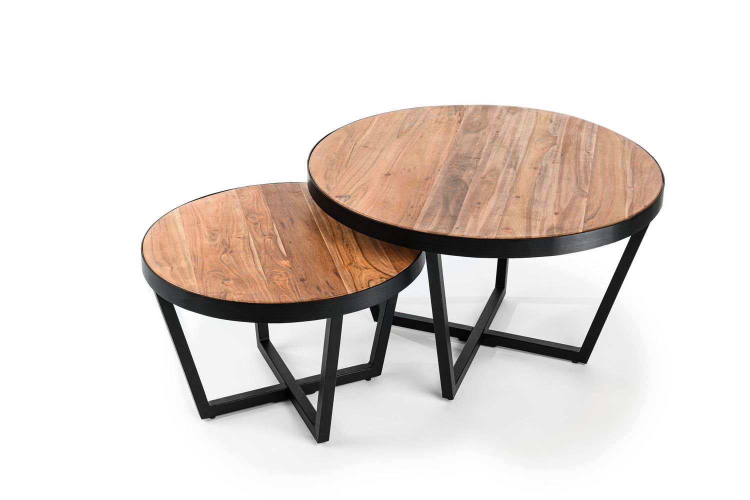 Duverger® Cross Scandinavian - Salontafels - set van 2 - rond - acacia