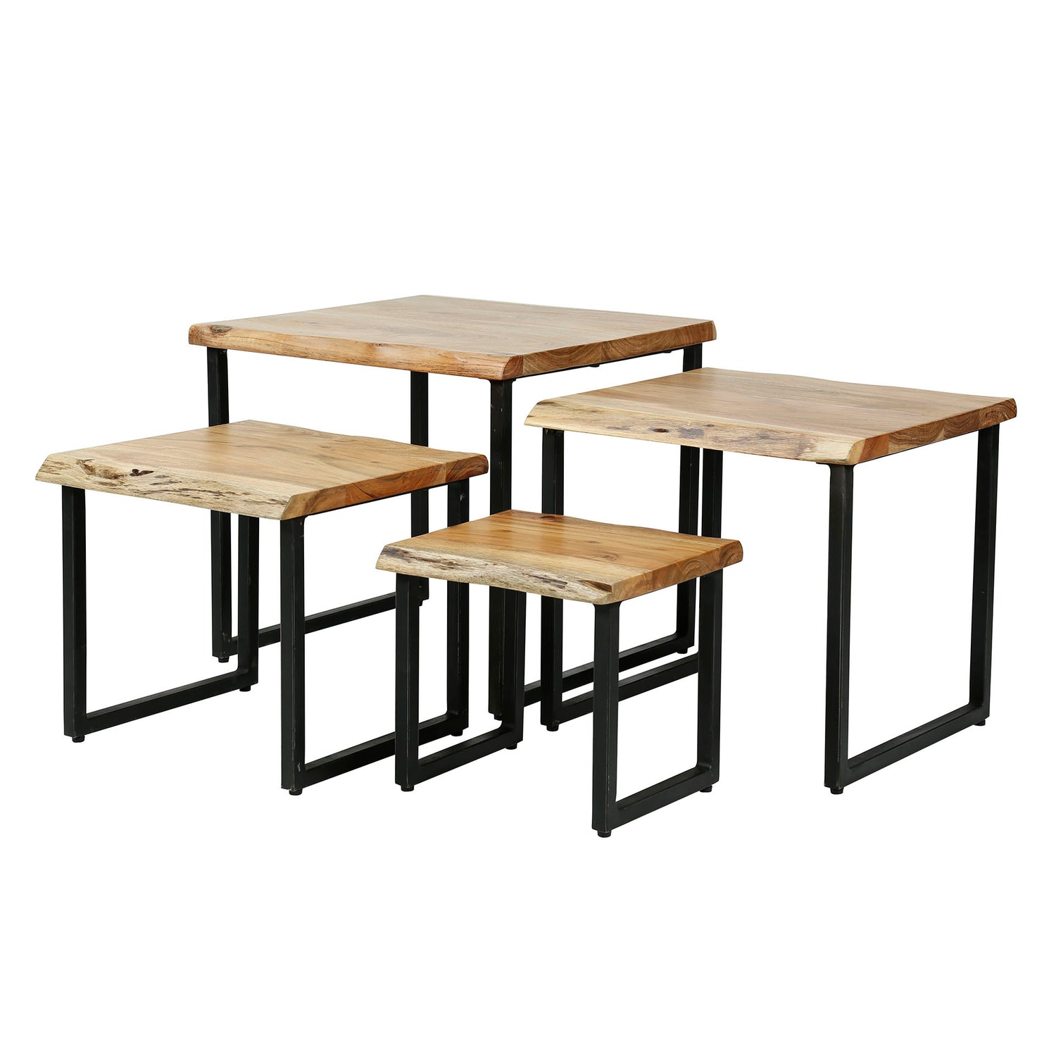 D - Hoyz - Salontafel Edge - Set van 4 - Acacia hout - Bruin