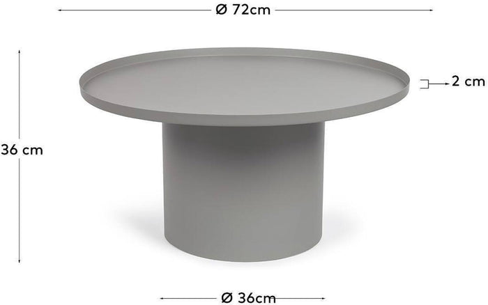 Kave Home - Bijzettafel Fleksa rond in grijs metaal Ø 72 cm