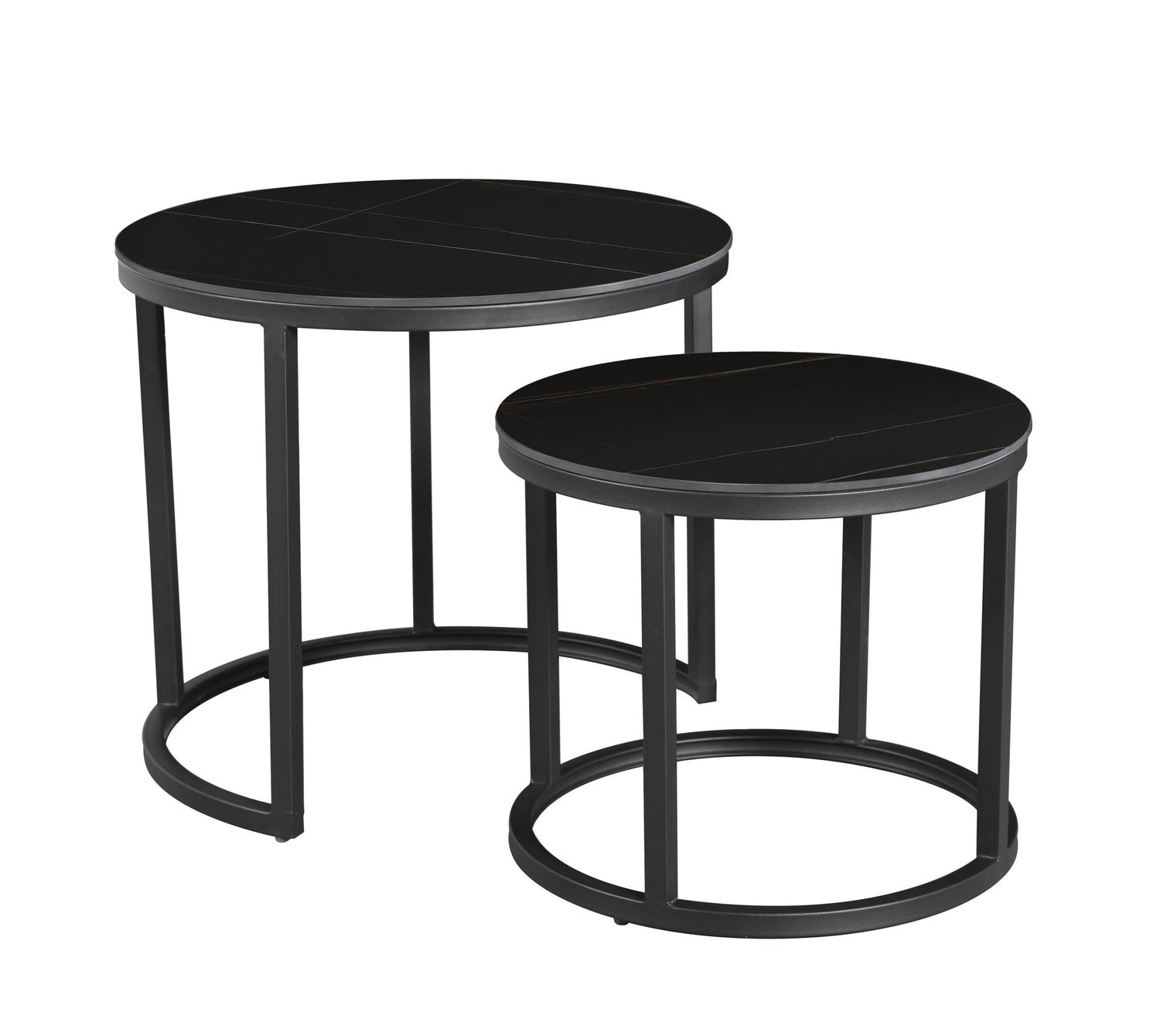 Dimehouse Salontafel set van 2 Paige marmer zwart rond