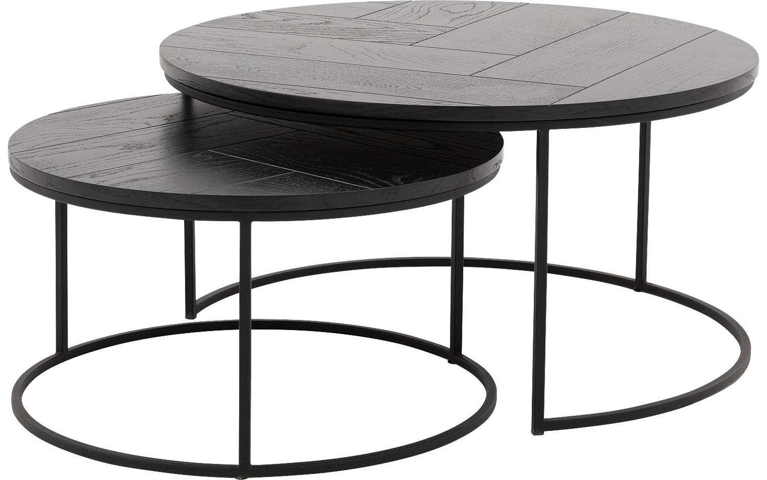 Goossens Salontafel Carte - Visgraat in Eiken gelakt zwart