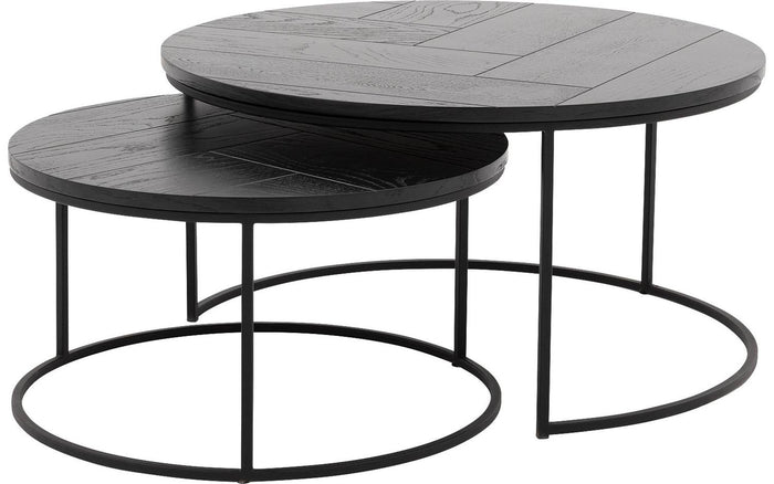 Goossens Salontafel Carte - Visgraat in Eiken gelakt zwart