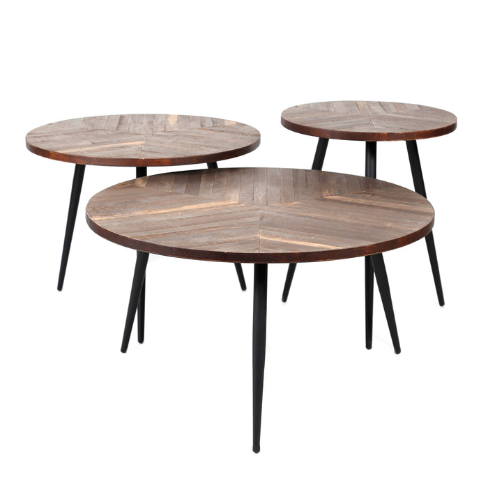 D - Hoyz - Salontafel Teca - Rond - Set van 3 - 70x70x39