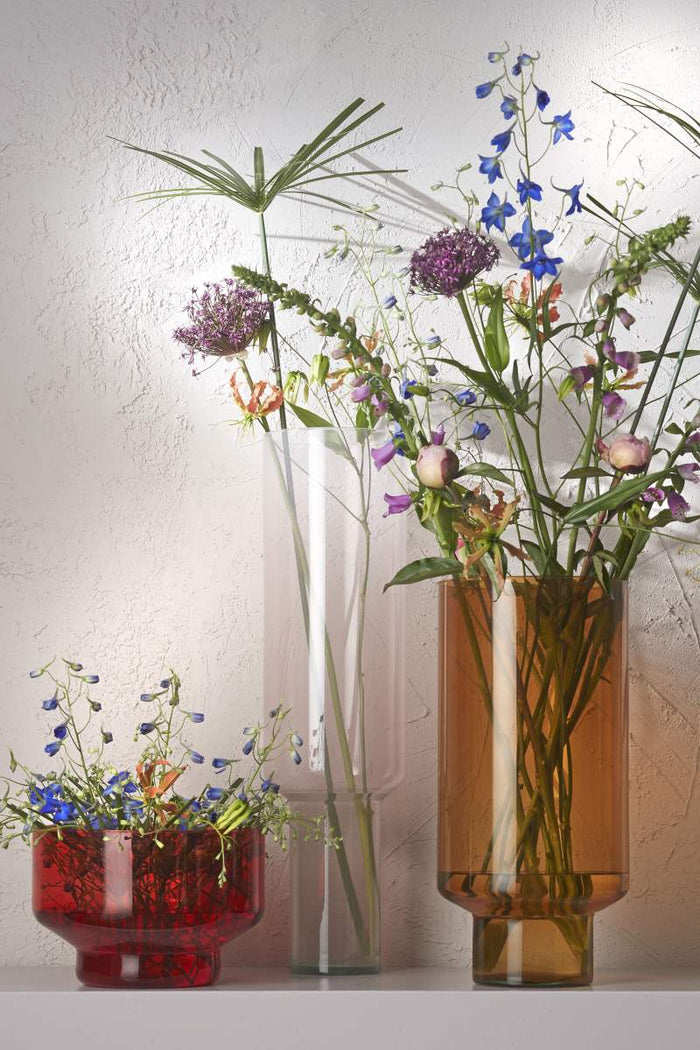 Mica Decorations Fallon Vaas - 24x24x50 cm - recycled Glas - Bruin