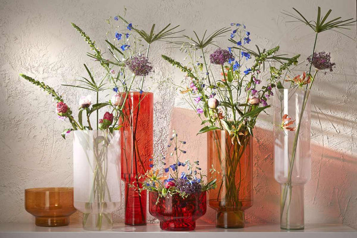 Mica Decorations Fallon Vaas - 24x24x50 cm - recycled Glas - Bruin