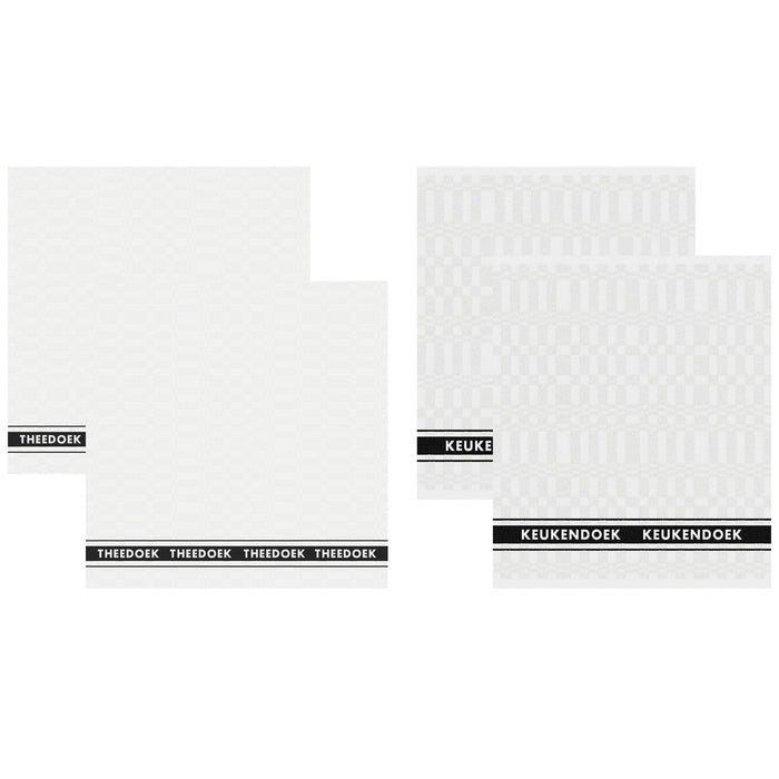 DDDDD 2x theedoek + 2x keukendoek Pelle - Wit