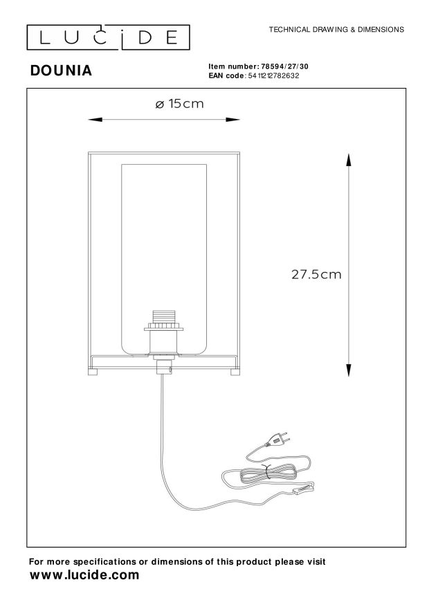 Lucide DOUNIA Tafellamp - Zwart