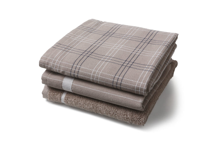 Twentse Damast 3PACK Keukentextiel Mix&Match - Taupe