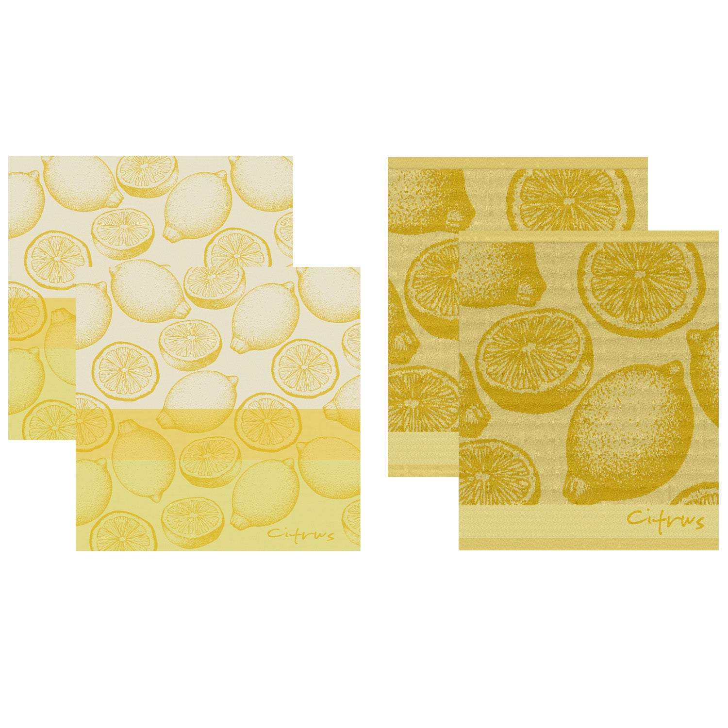 DDDDD 2x theedoek + 2x keukendoek Citrus - Geel