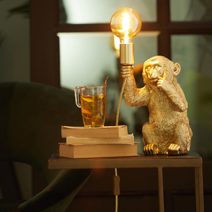 Light & Living Tafellamp Monkey - Goud - 13x12,5x23,5cm