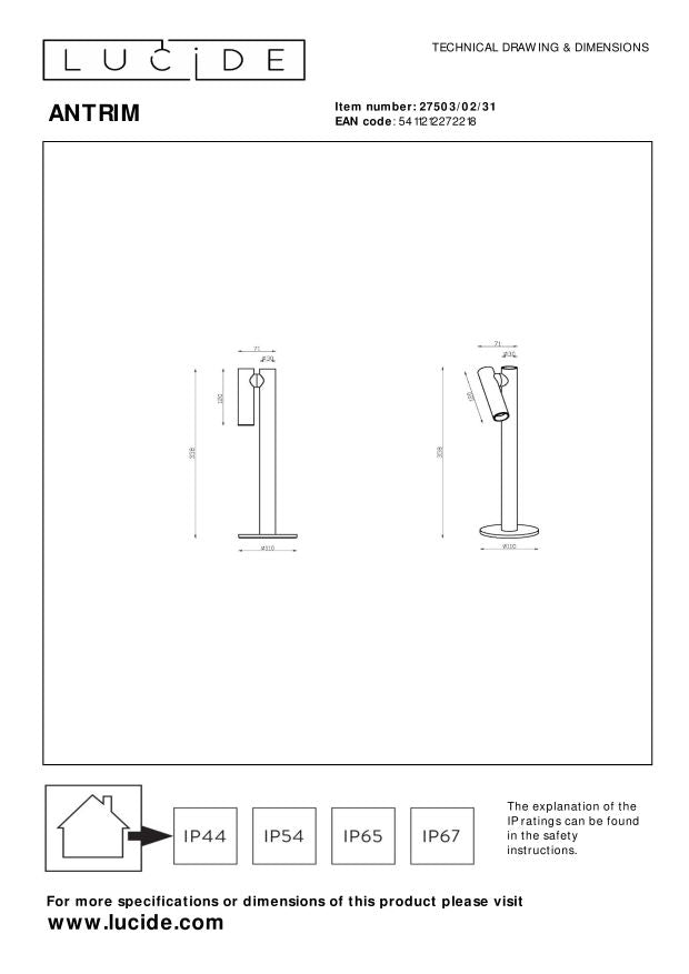 Lucide ANTRIM Bureaulamp - Wit