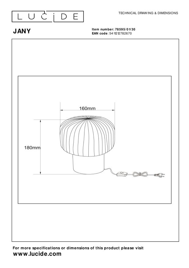 Lucide JANY Tafellamp - Zwart