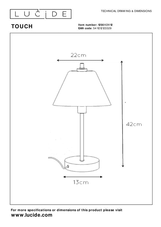 Lucide TOUCH Tafellamp - Mat chroom