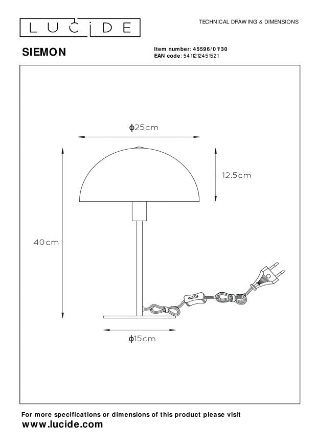 Lucide SIEMON Tafellamp - Zwart