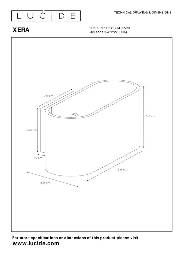 Lucide XERA Wandlamp - Zwart