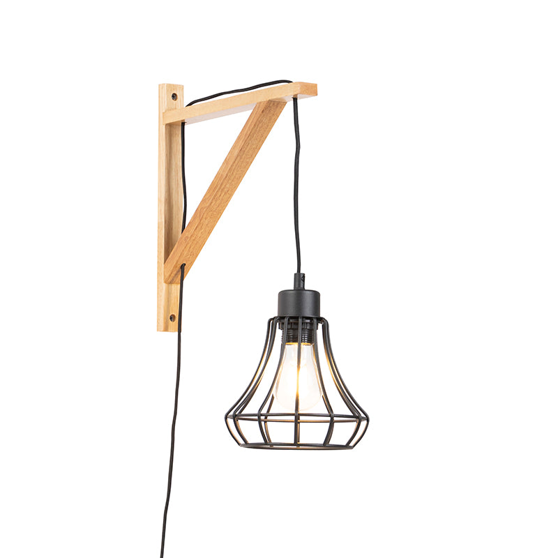 QAZQA Wandlamp galgje - Bruin - Landelijk - L 330mm