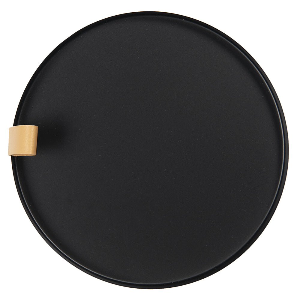 Clayre & Eef Decoratief Dienblad Ø 25 cm Zwart Ijzer Rond