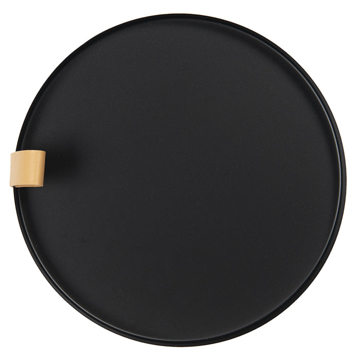 Clayre & Eef Decoratief Dienblad Ø 25 cm Zwart Ijzer Rond