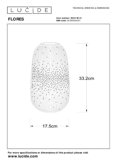 Lucide FLORES Tafellamp - Wit