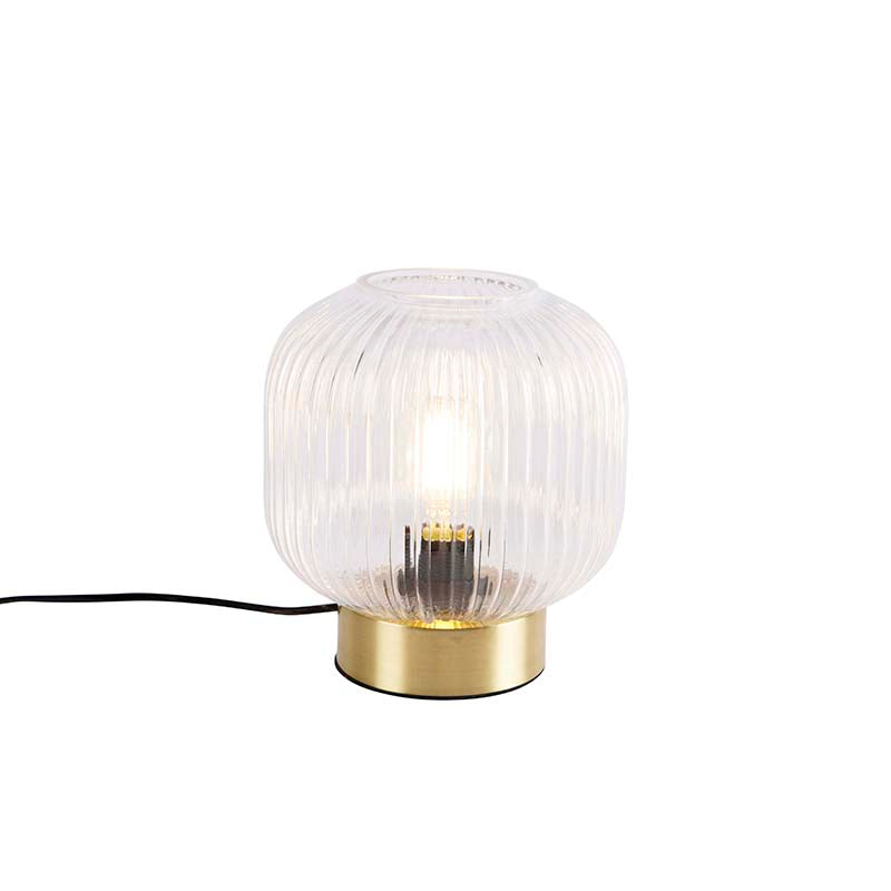 QAZQA Art Deco tafellamp messing met glas - Karel
