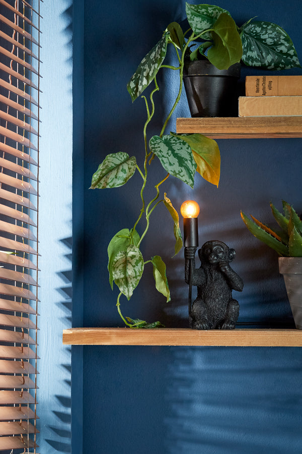 Light & Living Tafellamp Monkey - Zwart - 13x12,5x23,5cm