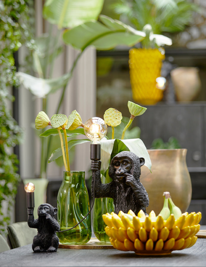 Light & Living Tafellamp Monkey - Zwart - 13x12,5x23,5cm