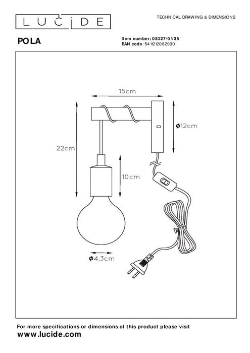 Lucide POLA Wandlamp - Blauw