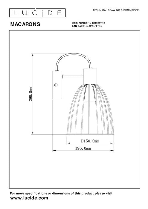 Lucide MACARONS Wandlamp - Okergeel